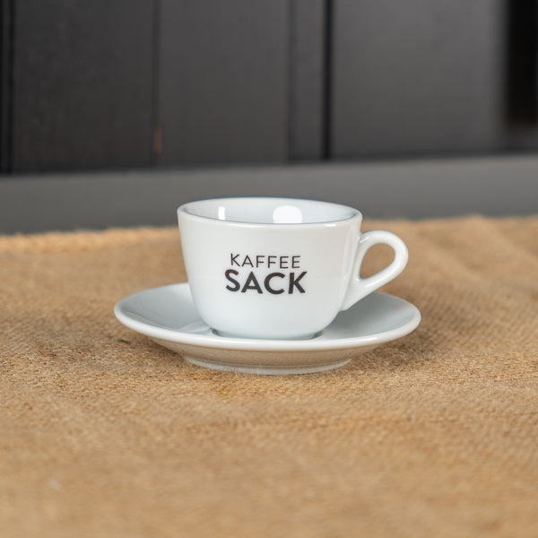 Espressotasse + Untertasse - Kaffeesack. Die Rösterei
