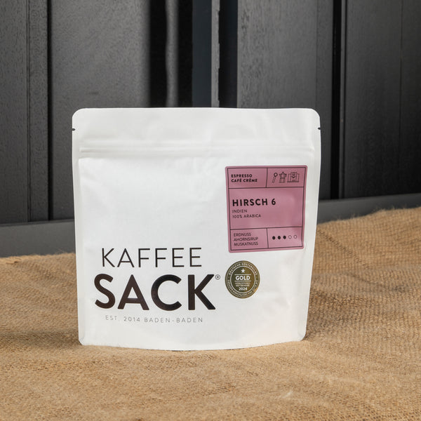 Hirsch 6 (Indien) - Kaffeesack. Die Rösterei