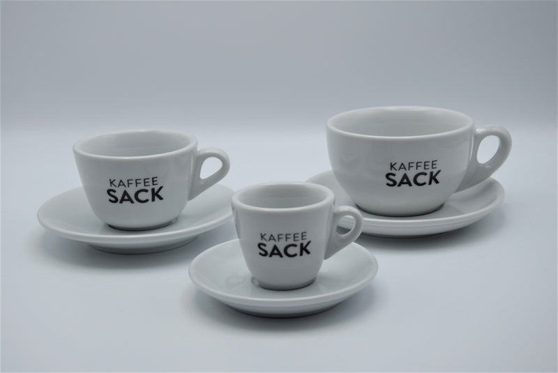 Espressotasse + Untertasse - Kaffeesack. Die Rösterei
